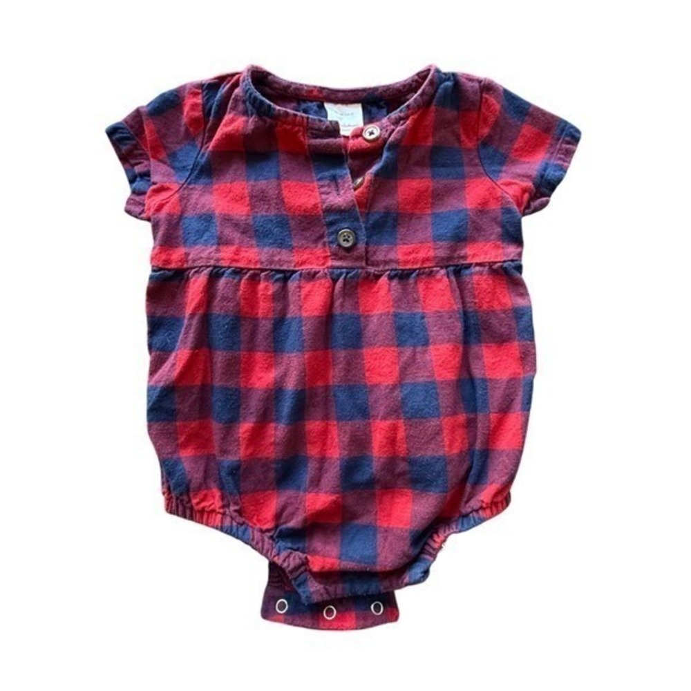 Hanna Andersson Buffalo Plaid Romper Baby Girl 2T Red‎ Blue